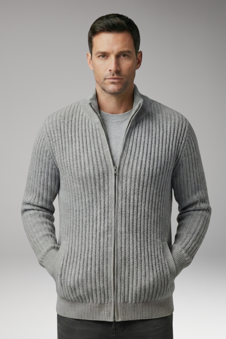 Men's Striped Knit Cardigan Sweater