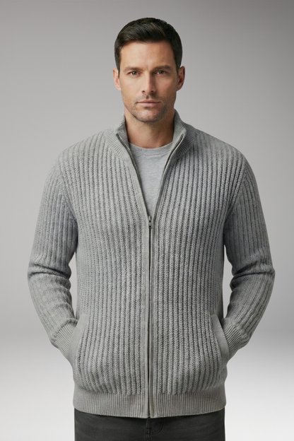Men's Striped Knit Cardigan Sweater