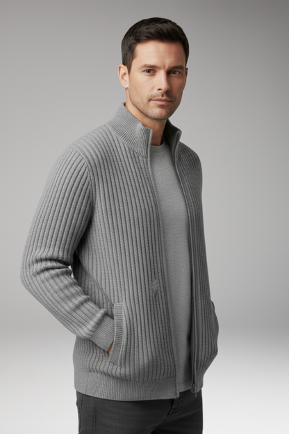 Men's Striped Knit Cardigan Sweater