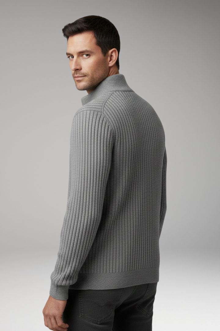 Men's Striped Knit Cardigan Sweater