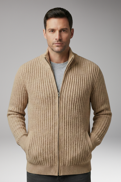 Men's Striped Knit Cardigan Sweater