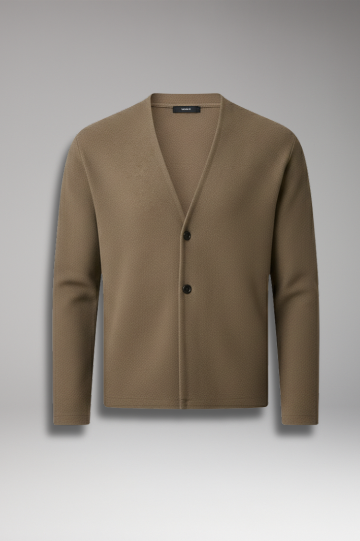 Men's Knit Cardigan Ribbed Two Button - Vonnera