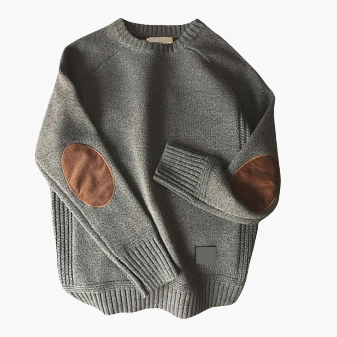 Men's Knit Sweater Elbow Patches Long Sleeves