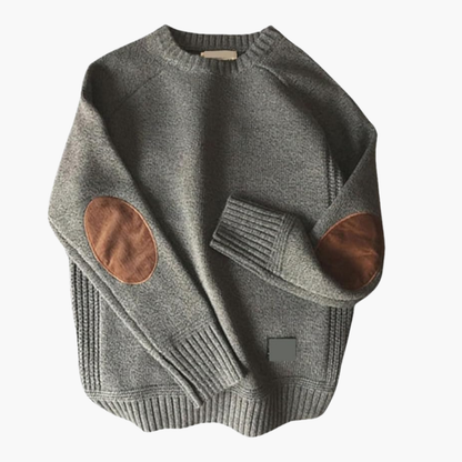 Men's Knit Sweater Elbow Patches Long Sleeves