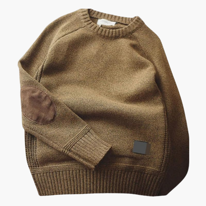 Men's Knit Sweater Elbow Patches Long Sleeves
