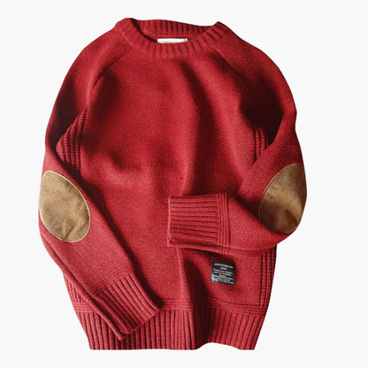 Men's Knit Sweater Elbow Patches Long Sleeves