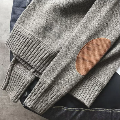 Men's Knit Sweater Elbow Patches Long Sleeves