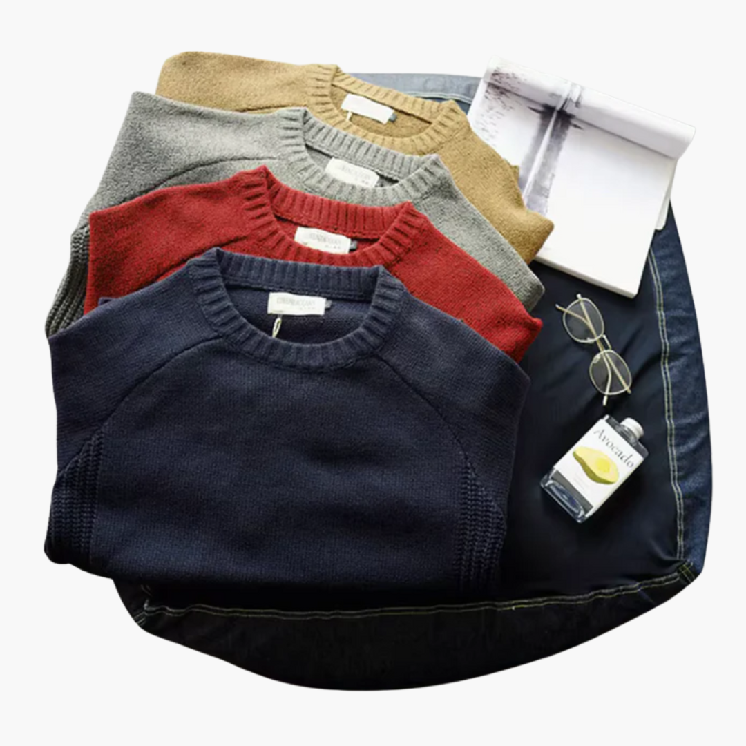 Men's Knit Sweater Elbow Patches Long Sleeves