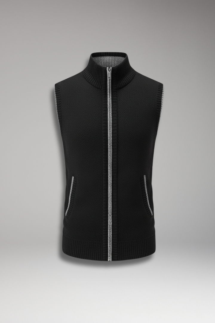 Men's Knit Turtleneck Vest Zipper Front - Vonnera