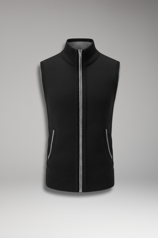 Men's Knit Turtleneck Vest Zipper Front - Vonnera
