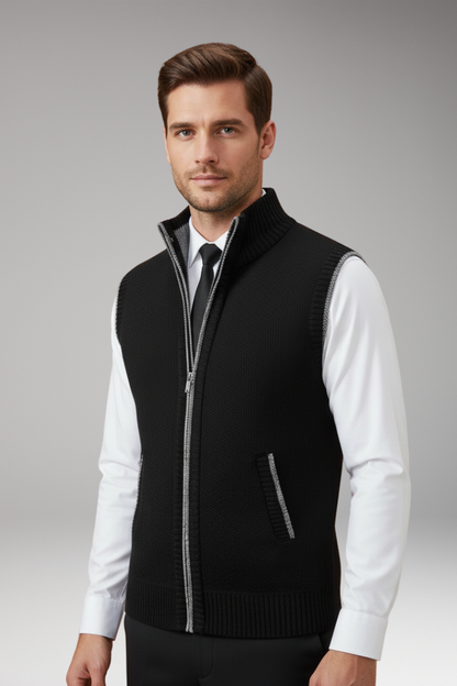 Men's Knit Turtleneck Vest Zipper Front