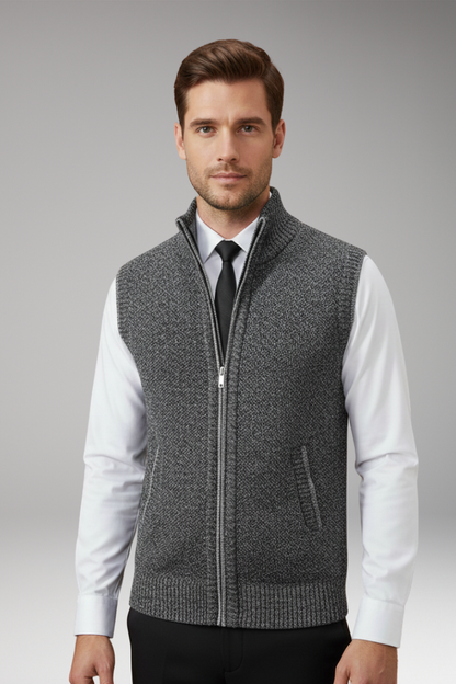 Men's Knit Turtleneck Vest Zipper Front