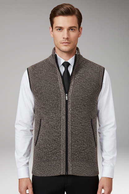 Men's Knit Turtleneck Vest Zipper Front