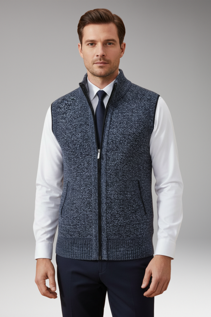 Men's Knit Turtleneck Vest Zipper Front