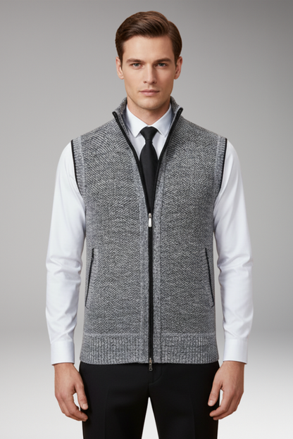 Men's Knit Turtleneck Vest Zipper Front