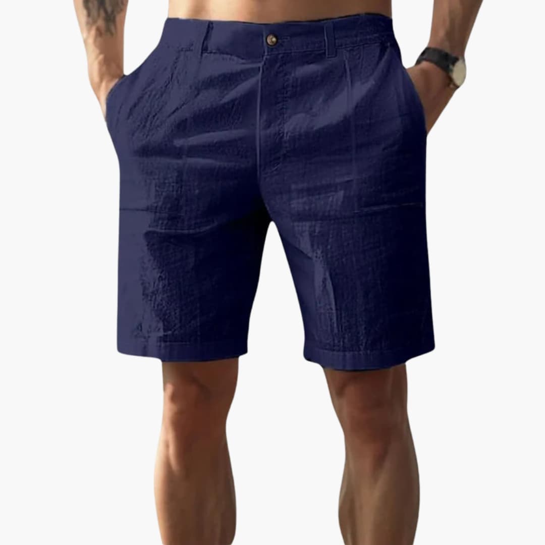 Men's Linen Shorts Zipper Closure Side Pockets - Vonnera