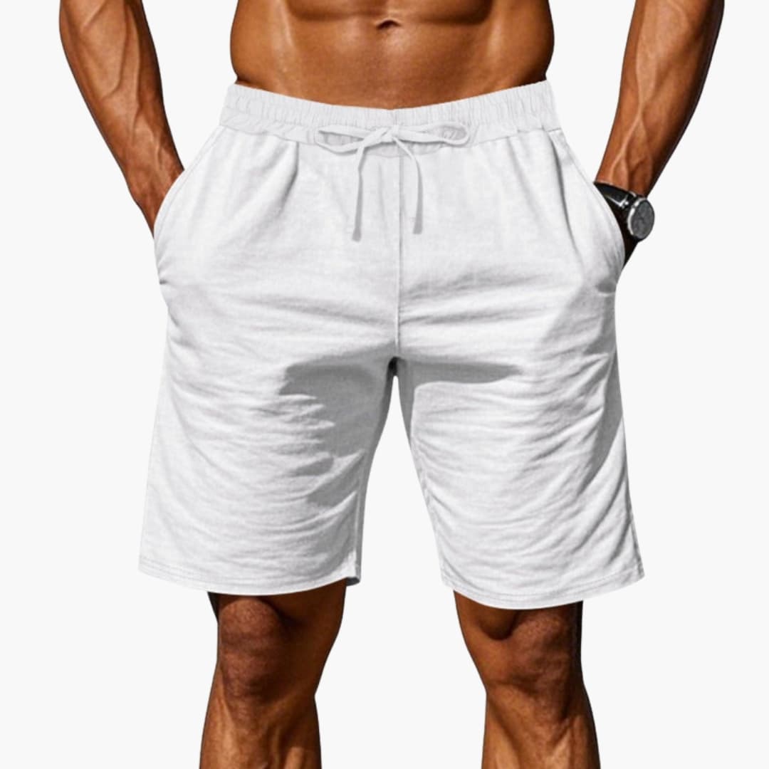 Men's Linen Shorts Elastic Waist Straight Hem - Vonnera