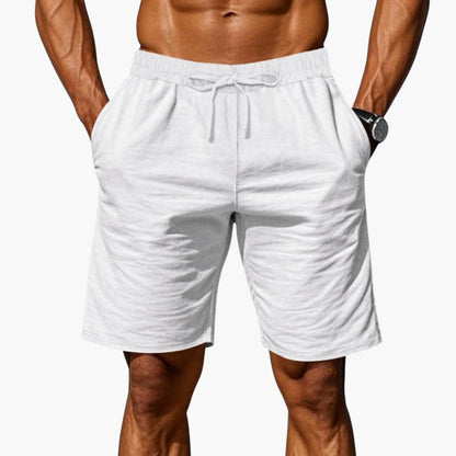 Men's Linen Shorts Elastic Waist Straight Hem - Vonnera