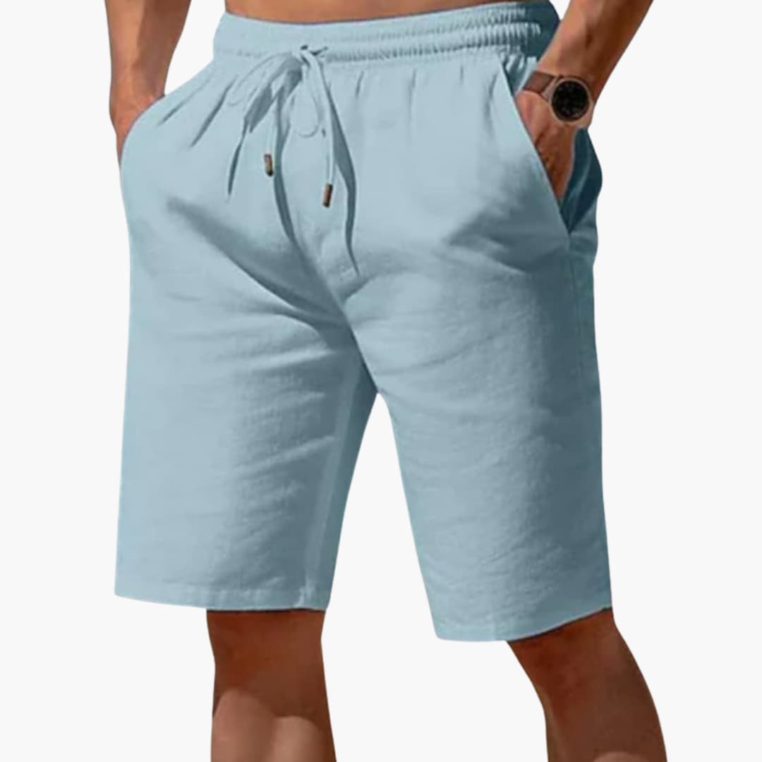 Men's Linen Shorts Elastic Waistband Beige