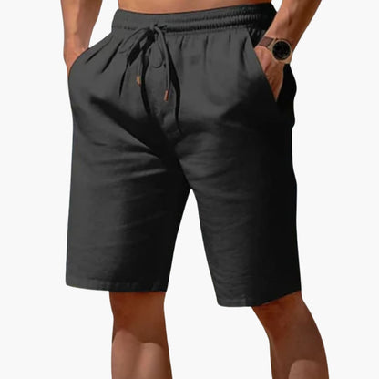 Men's Linen Shorts Elastic Waistband Beige