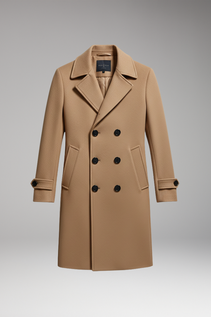Men's Long Coat Notched Collar Double Breasted - Vonnera