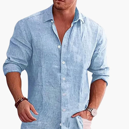 Men's Long Sleeve Button Down Shirt Pointed Collar - Vonnera