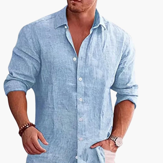 Men's Long Sleeve Button Down Shirt Pointed Collar - Vonnera
