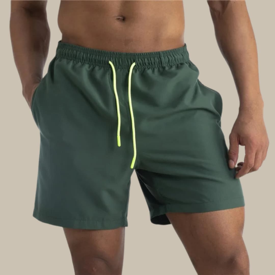 Men's Swim Trunks Drawstring Waist Mid-Length