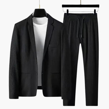 Men's Two-Piece Suit Notch Lapel Blazer Straight Leg Trousers - Vonnera