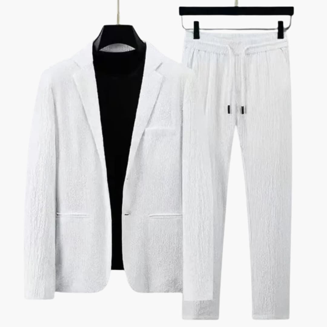 Men's Two-Piece Suit Notch Lapel Blazer Straight Leg Trousers