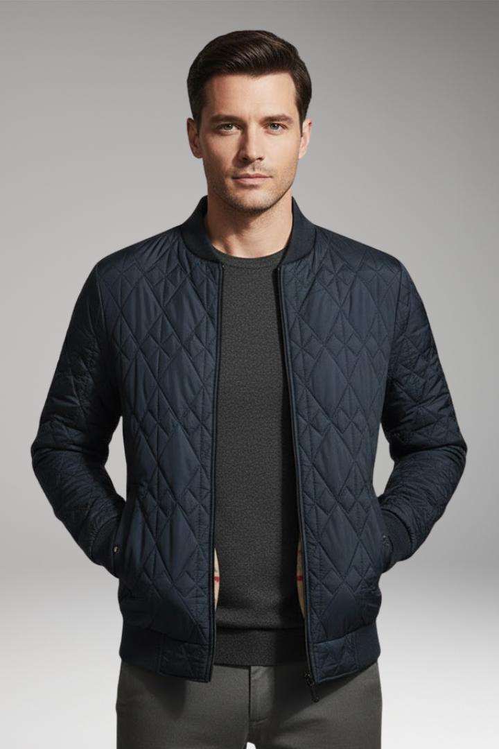 Men's Bomber Jacket Padded Check Pattern