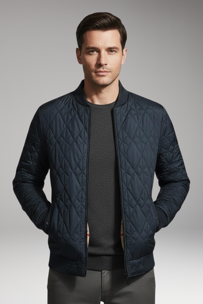 Men's Bomber Jacket Padded Check Pattern