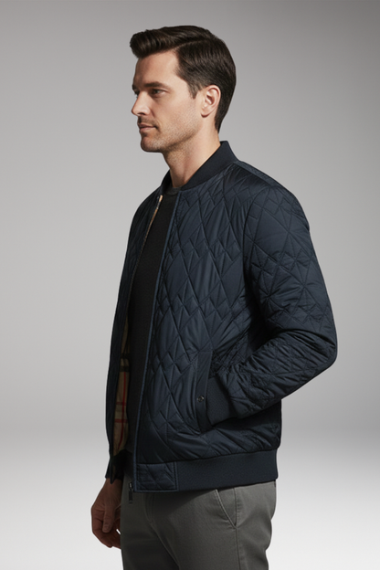 Men's Bomber Jacket Padded Check Pattern
