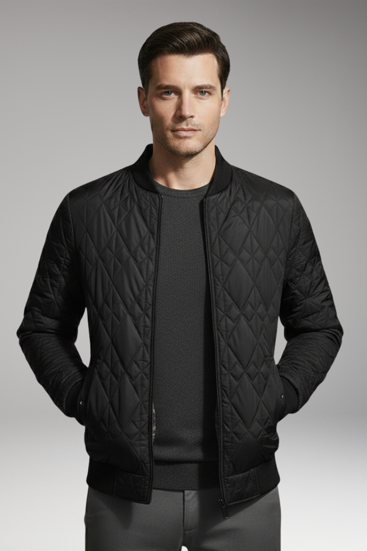 Men's Bomber Jacket Padded Check Pattern