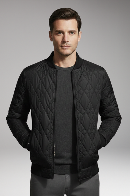 Men's Bomber Jacket Padded Check Pattern