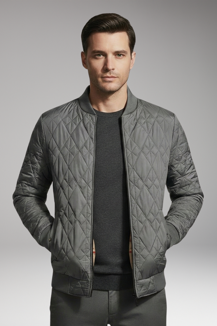 Men's Bomber Jacket Padded Check Pattern