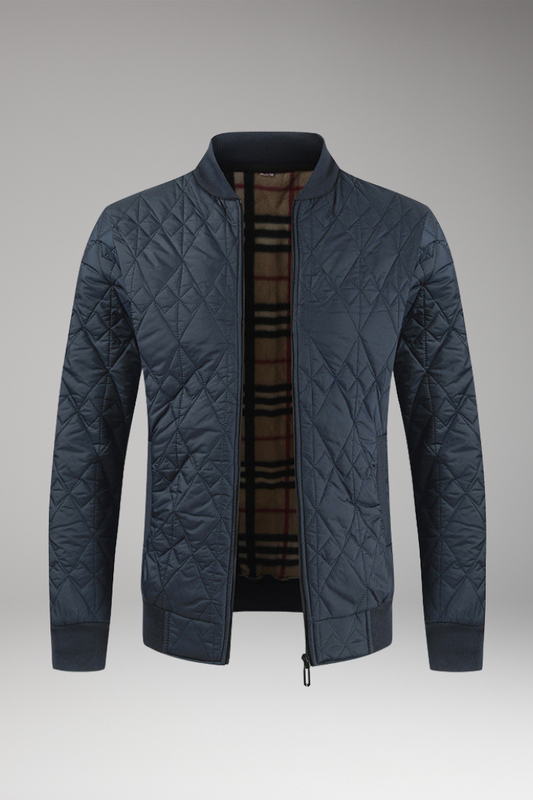 Men's Bomber Jacket Padded Check Pattern - Vonnera