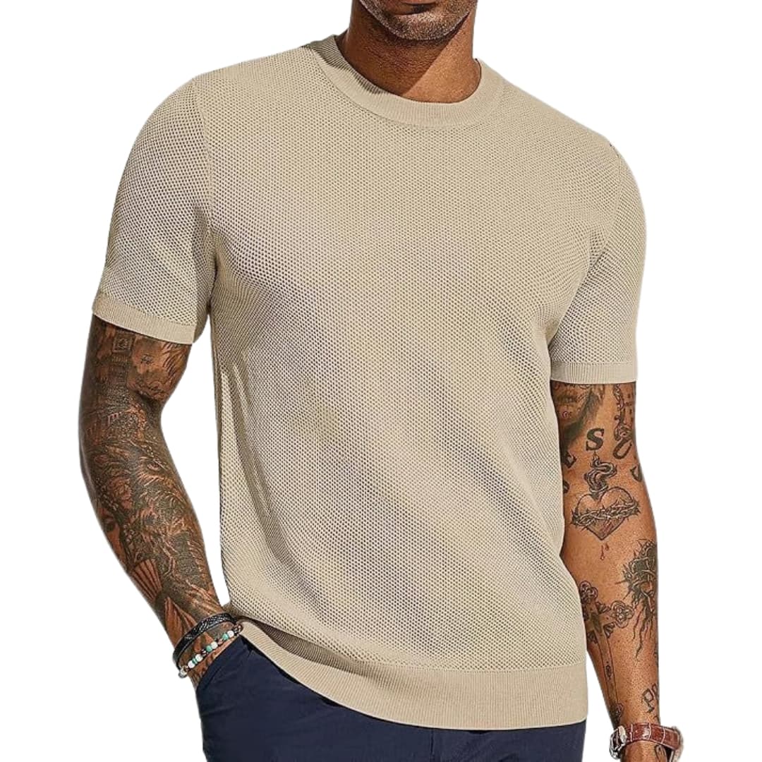 Men's Mesh Short Sleeve T-Shirt Breathable Crew Neck - Vonnera