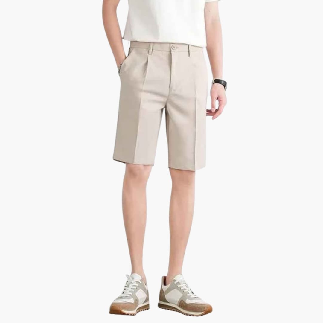 Men's Pleated Zipper Shorts with Belt Loops - Vonnera