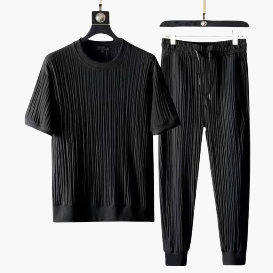 Men's Two-Piece Jogger Set Short Sleeve T-Shirt Drawstring Pants - Vonnera