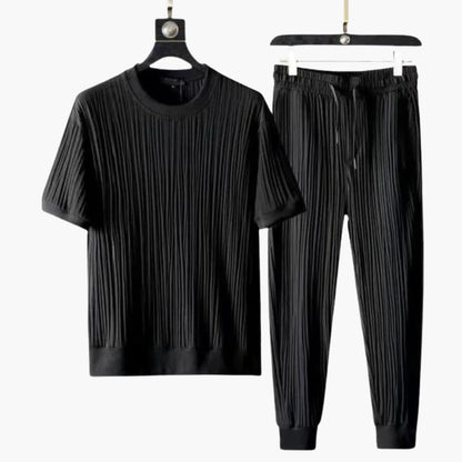 Men's Two-Piece Jogger Set Short Sleeve T-Shirt Drawstring Pants - Vonnera