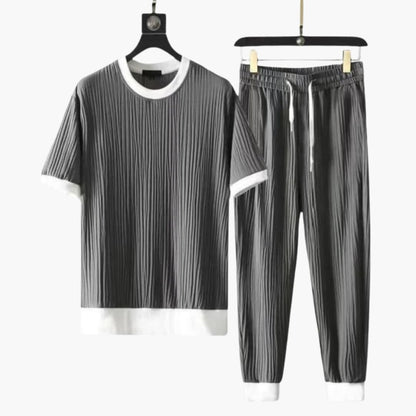 Men's Two-Piece Jogger Set Short Sleeve T-Shirt Drawstring Pants