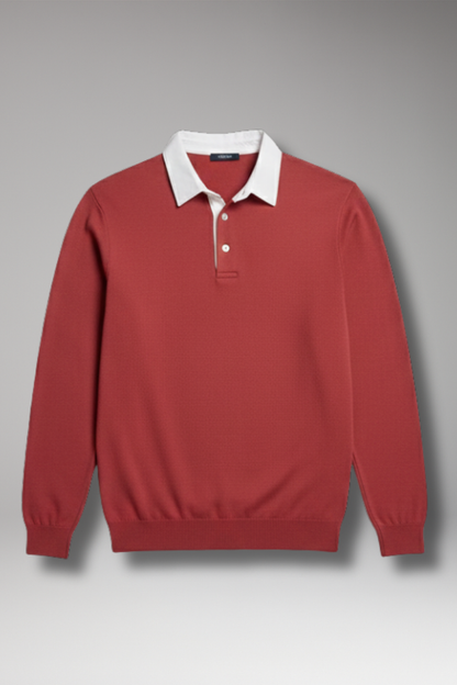 Men's Polo Shirt Ribbed Cuffs Button Front - Vonnera