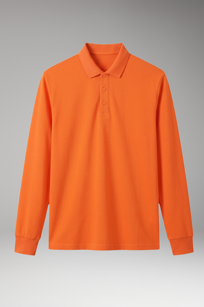 Men's Polo Shirt Long Sleeve Button Collar - Vonnera