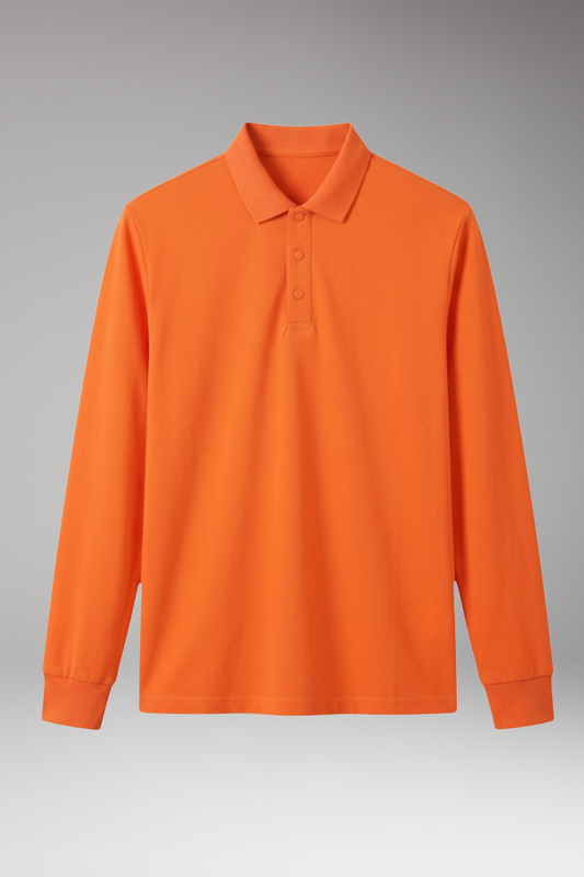 Men's Polo Shirt Long Sleeve Button Collar - Vonnera