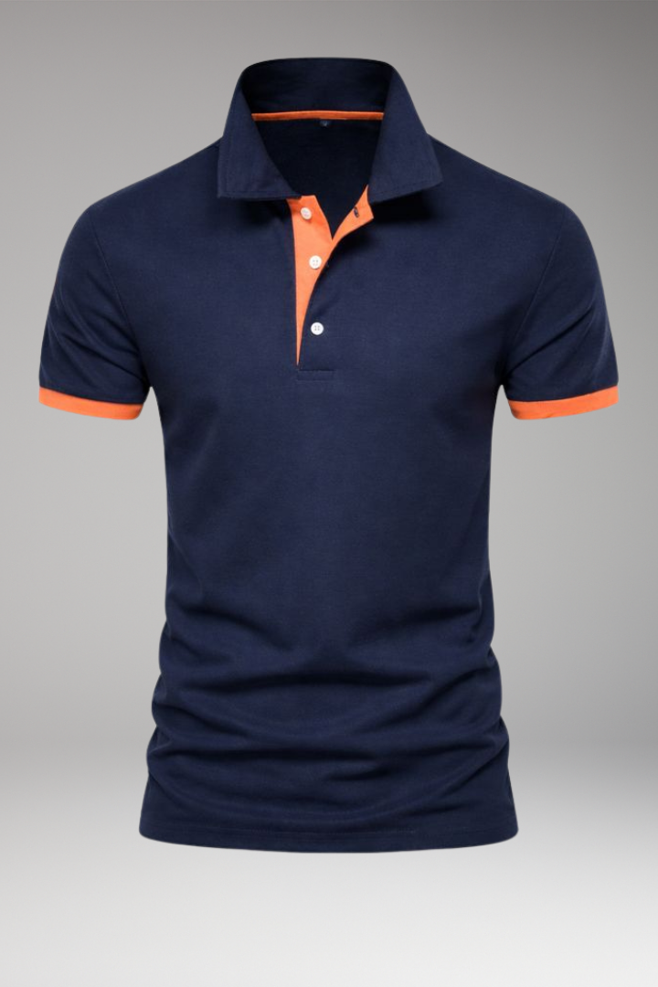 Men's Polo Shirt Contrasting Collar Buttoned Placket - Vonnera