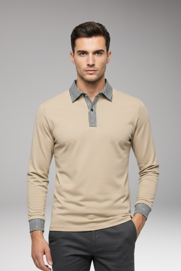 Men's Polo Shirt Contrasting Collar Cotton