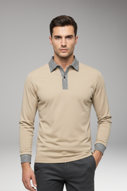 Men's Polo Shirt Contrasting Collar Cotton