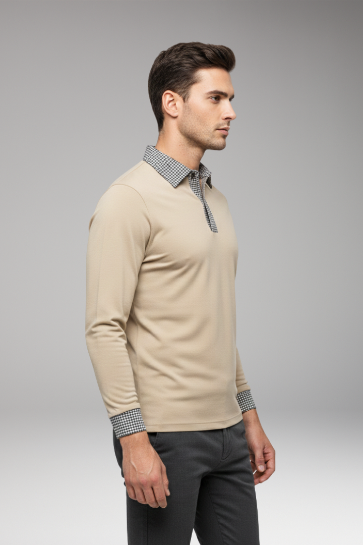 Men's Polo Shirt Contrasting Collar Cotton