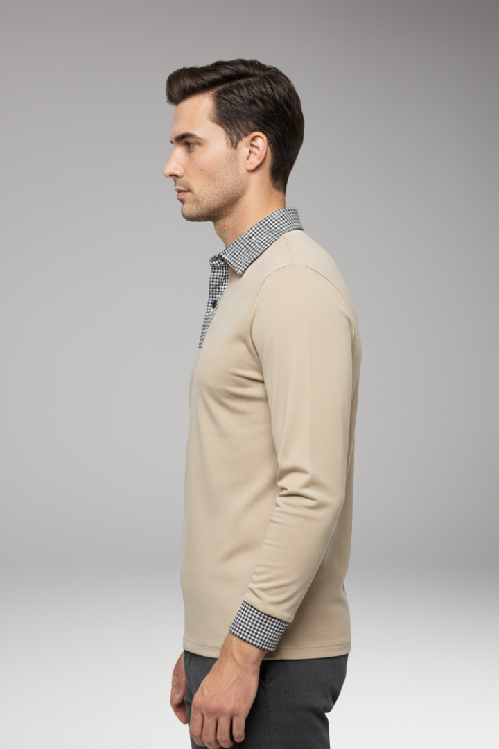 Men's Polo Shirt Contrasting Collar Cotton